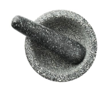 taş harç ve üzerinde beyaz izole havaneli