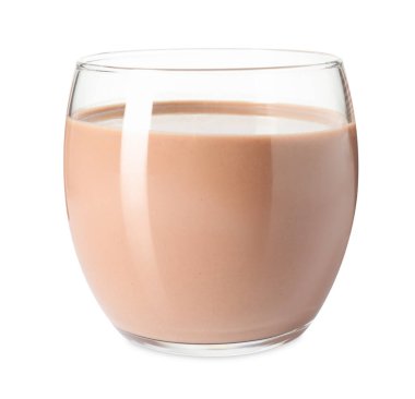 Lezzetli çikolatalı süt, beyaz bardakta.