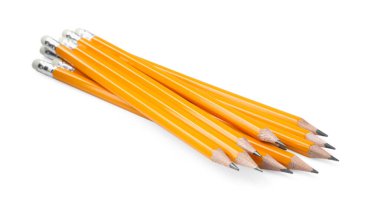 Many sharp graphite pencils isolated on white