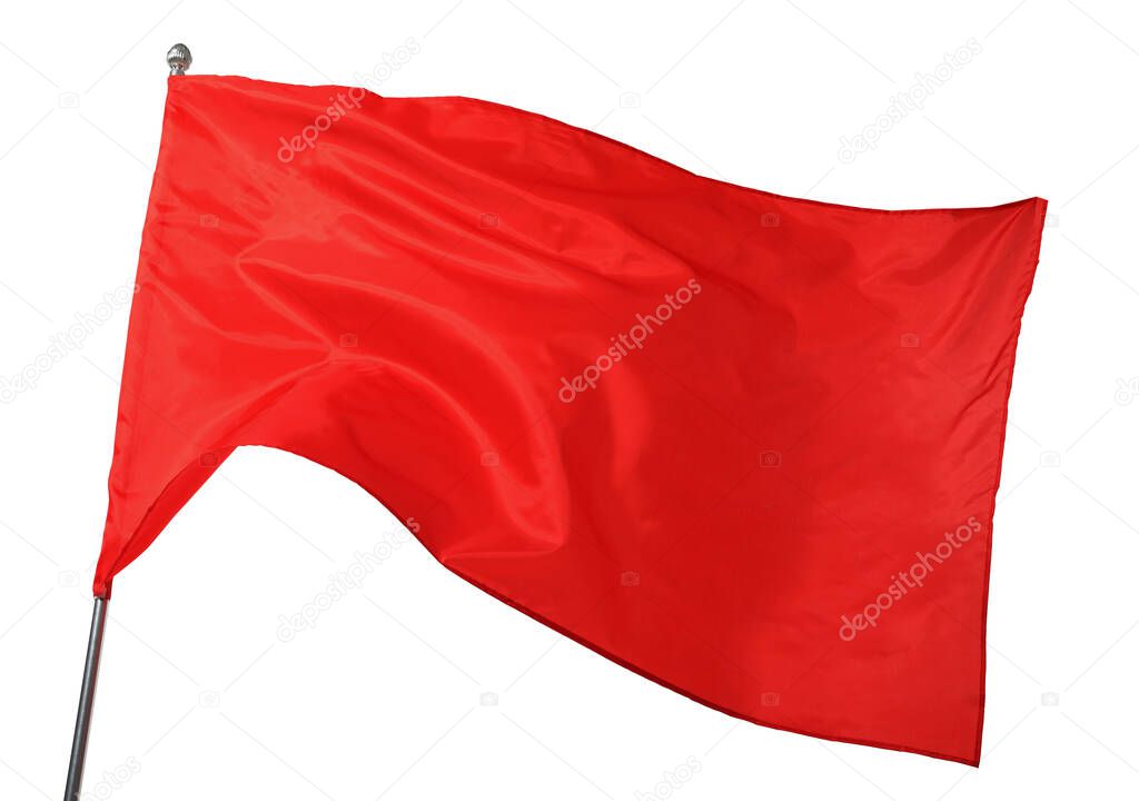 One red flag on white background. Mockup for design