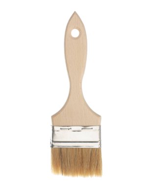 Beyaz üzerine izole edilmiş bir ahşap boya fırçası.