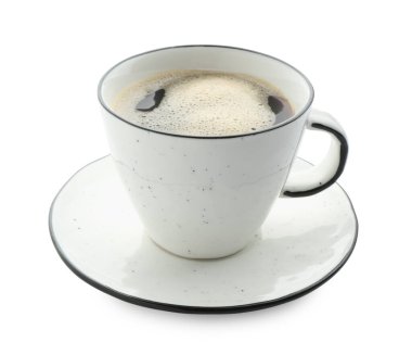 Beyaz bardakta izole edilmiş Aromatik kahve.