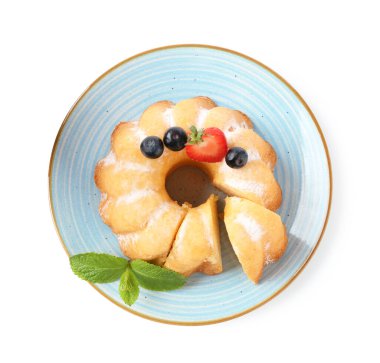 Pudra şekerli, böğürtlenli ve nane şekerli, beyaz, üst manzara