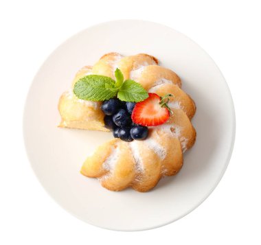 Pudra şekerli, böğürtlenli ve nane şekerli, beyaz, üst manzara