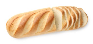 Ekmek dilimleri beyaza izole edilmiş, üst manzara