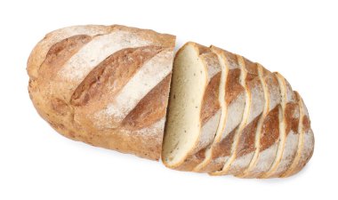 Ekmek dilimleri beyaza izole edilmiş, üst manzara