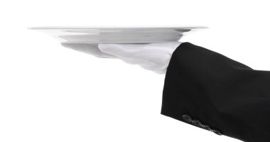 Beyaz arka planda boş plakalı adam, yakın plan