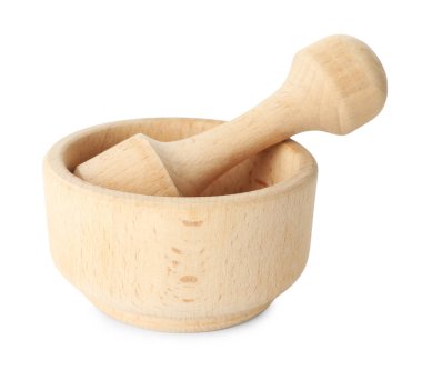 ahşap harç üzerine beyaz izole havaneli ile