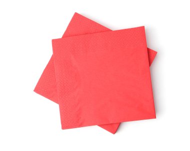 Birçok kırmızı kağıt mendil beyaz, üst görünümde izole