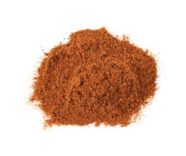 Hindistan cevizi tozu yığını beyaza izole edilmiş.