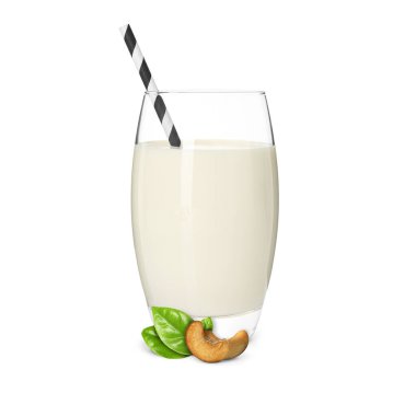 Beyaz bardakta fındık sütü ve beyaz fındıklı.