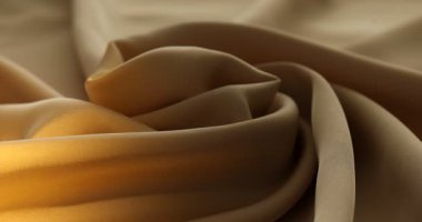 Arka plan olarak buruşuk bej ipek kumaş, yakın plan. Işığın yönü değiştiriliyor