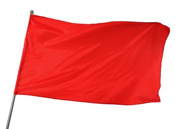 Beyaz arka planda bir kırmızı bayrak. Tasarım için model