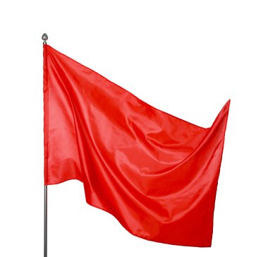 Beyaz arka planda bir kırmızı bayrak. Tasarım için model