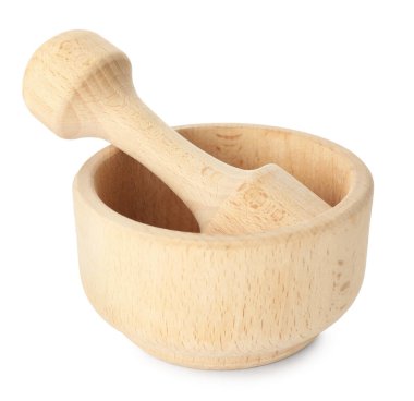 ahşap harç üzerine beyaz izole havaneli ile