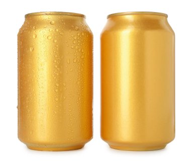 İki boş teneke kutu beyaza izole edilmiş.