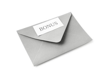 Beyaz üzerine izole edilmiş Bonus sözcüğüyle zarf