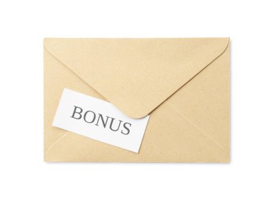 Beyaz, üst görünümde izole edilmiş bonus sözcüğüyle zarf