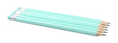 Many sharp graphite pencils isolated on white