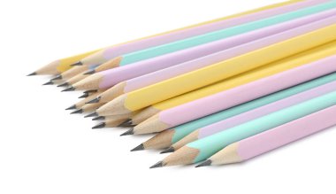 Many sharp graphite pencils isolated on white