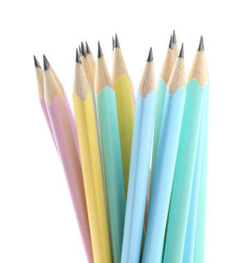 Many sharp graphite pencils isolated on white