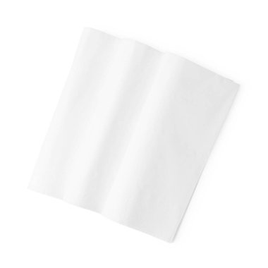 Tek kullanımlık kağıt mendiller beyaz, üst görünümde izole edilmiş