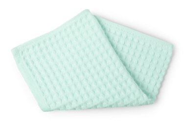 Temiz turkuaz waffle havlusu beyaz, üst manzara izole