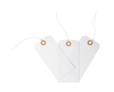 Beyaz üzerinde izole edilmiş dizgileri olan boş etiketler