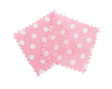 Puantiyeli kumaş örnekleri beyaz, üst görünümde izole