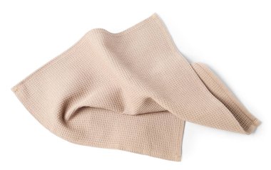 Temiz bej waffle havlusu beyaz, üst görünümde izole