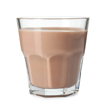 Lezzetli çikolatalı süt, beyaz bardakta.