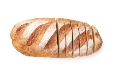 Ekmek dilimleri beyaza izole edilmiş, üst manzara