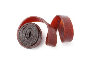 Beyaz arka planda nefis meyve rulosu, üst manzara.