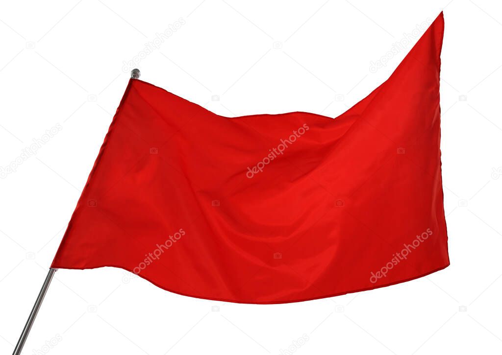 One red flag on white background. Mockup for design