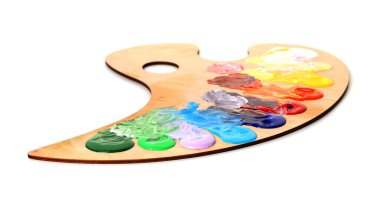 Beyaz üzerine izole boyalar ile ahşap palet