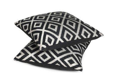 Beyaz üzerine izole edilmiş iki şık yastık.