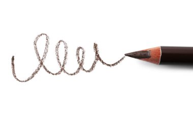 Güzel kaş kalemi ve darbeler beyaz, üst manzara izole