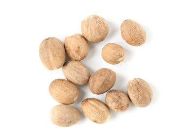 Taze hindistan cevizleri beyaz, üst görünümde izole