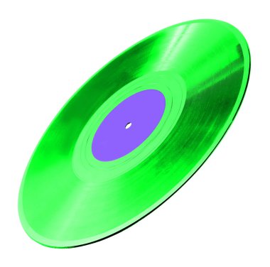 Beyaz arkaplanda bir renkli vinil plak