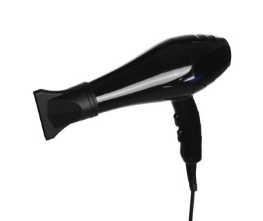 Saç kurutma makinesi beyazda izole edilmiş. Kuaför aracı