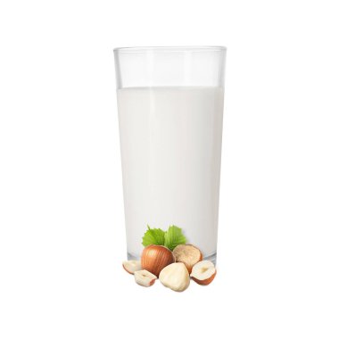 Bardakta fındık sütü ve beyaz fındıklı.