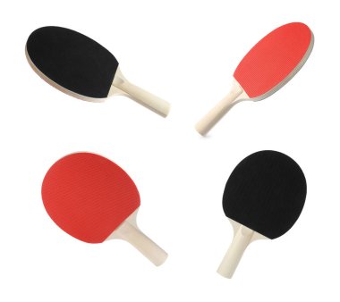 Masa tenisi raketleri beyaz sette izole edildi.