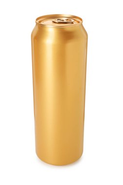 Boş bir teneke kutu beyaza izole edilmiş.