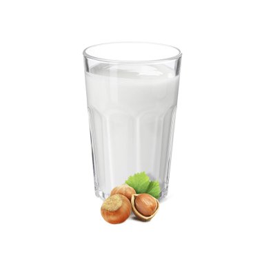 Bardakta fındık sütü ve beyaz fındıklı.