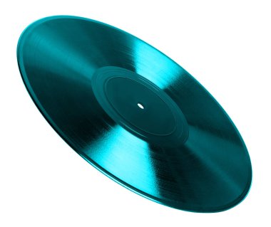 Beyaz arkaplanda bir renkli vinil plak