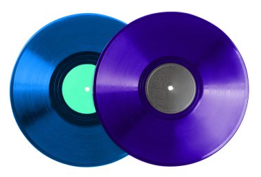 Beyaz arkaplanda iki renkli vinil plak