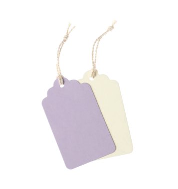 Beyaz üzerinde izole edilmiş dizgileri olan boş etiketler