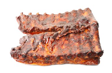 Beyaz pirzola üzerine izole edilmiş domuz pirzolası.