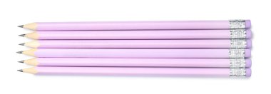 Keskin grafit kalemler beyaz, üst görünümde izole