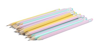 Many sharp graphite pencils isolated on white